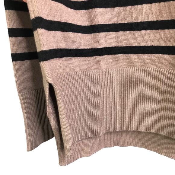 2 Piece Set Womens M Brown Striped‎ Knit Pullover Sweater Wide Leg Pants - Picture 7 of 10